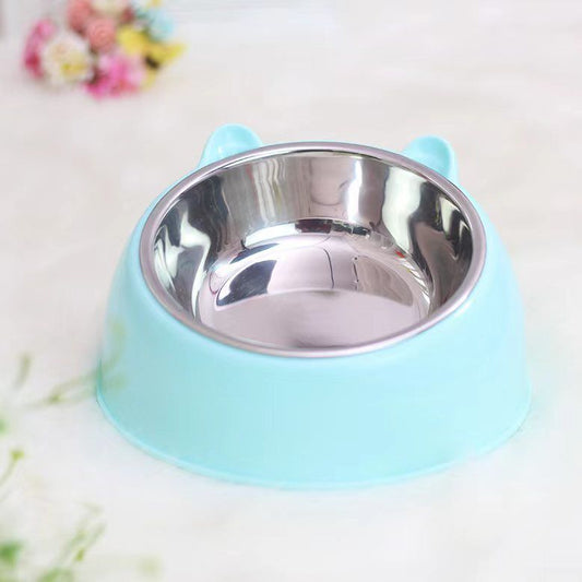 Double Bowl Stainless Steel Dog Bowl Overturning Prevention Dog Bowl Cartoon Drinking Water Feeder Cat Food Bowl